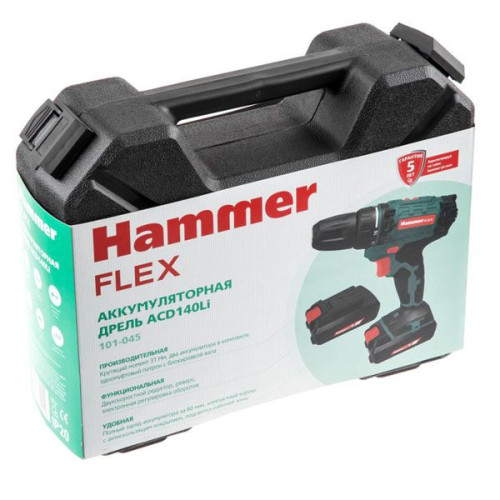 Аккумуляторная дрельшуруповерт Hammer ACD12LE 18 Н·м зеленый/черный