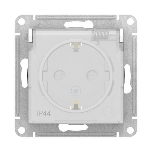 Розетка о/у Atlasdesign Aqua ATN440146, 1 гнездо, с/з, з/ш и крышкой, IP44, белая