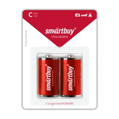 Батарейка алкалиновая Smartbuy, тип LR14/С, 1,5В (уп.2шт)