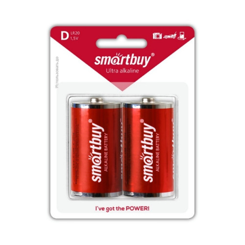 Батарейка алкалиноваяSmartbuy, тип LR20/D, 1,5В (уп.2шт)