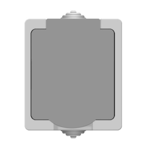 Розетка о/у Аллегро 1282, 1 гнездо с/з, з/ш и крышкой, IP54, серая
