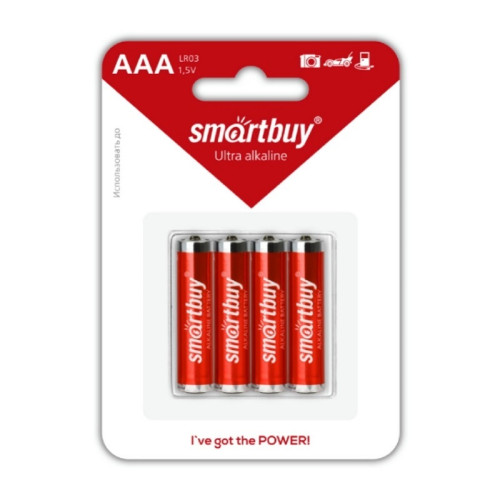 Батарейка алкалиновая Smartbuy, тип LR03/ААА, 1,5 В (4 шт)