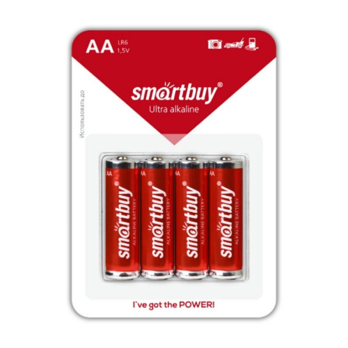 Батарейка алкалиновая Smartbuy, тип LR6/АА, 1,5 В (4 шт)