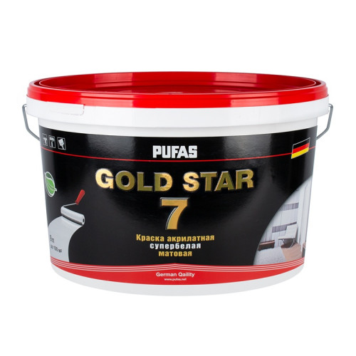 Краска акрилатная Pufas Gold Star 7 основа D матовая (9 л)