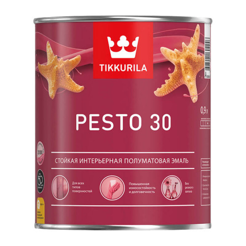 Краска алкидная Tikkurila/Tikkivala Euro Pesto 30 С полуматовая (0,9 л)