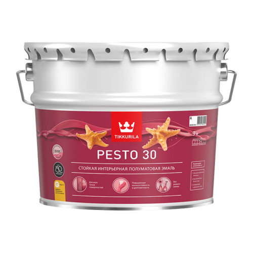 Краска алкидная Tikkurila/Tikkivala Euro Pesto 30 С полуматовая (9 л)