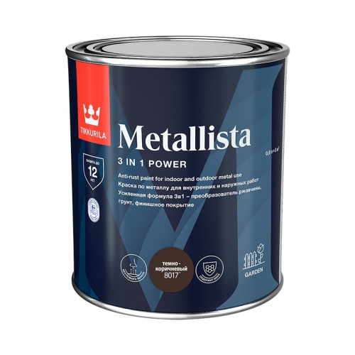 Краска по ржавчине Tikkurila/Tikkivala Metallista темно-коричневая (0,8 л)
