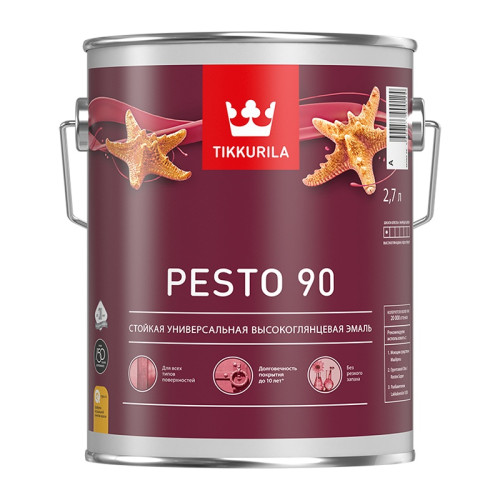 Эмаль алкидная универсальная Tikkurila/Tikkivala Euro Pesto 90 A (2,7 л)