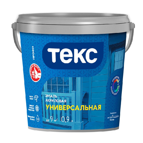 Эмаль универсальная Текс акриловая белая матовая (0,9 л)
