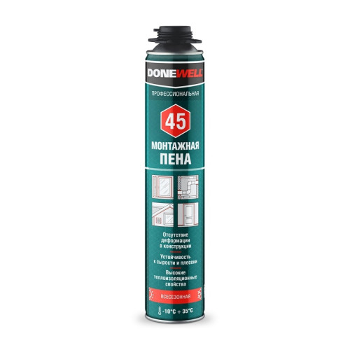 Пена полиуретановая монтажная Donewell 45, всесезонная(1 л)