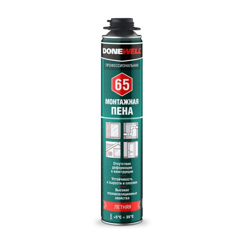 Пена полиуретановая монтажная Donewell 65, летняя (1 л)