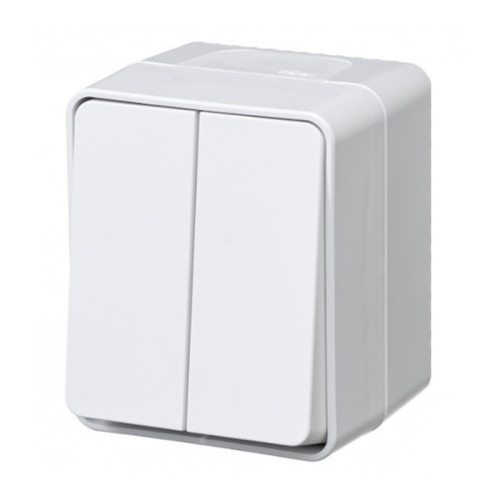 Выключатель о/у Atlasdesign Profi ATN540151, 2 клавиши, б/инд, IP54, белый
