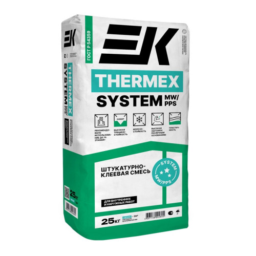 Cмесь штукатурно-клеевая EK Thermex system MW для минераловатовых плит, 25 кг