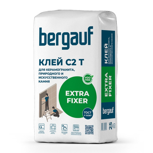 Клей для керамогранита и камня Bergauf Extra Fixer С2 Т (25кг)