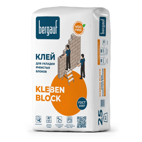 Клей для ячеистых блоков Бергауф Клебен Блок (25 кг)
