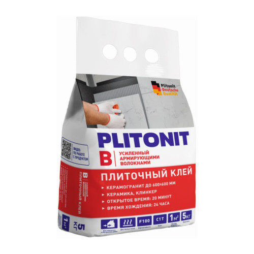 Клей для плитки усиленный Plitonit В для наруж/внутр работ (5 кг)