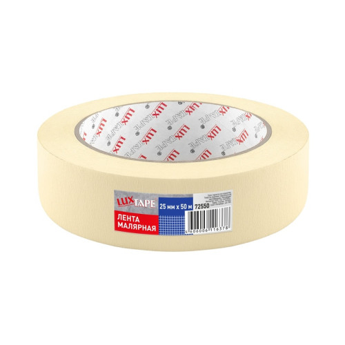 Лента малярная Luxtape 72550, жёлтая, 25 мм х 50 м