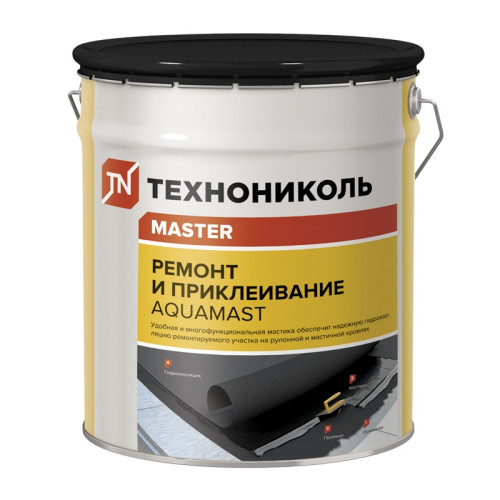 Мастика битумная Технониколь АкваМаст гидроизоляционная для ремонта и приклеивания, 18 кг