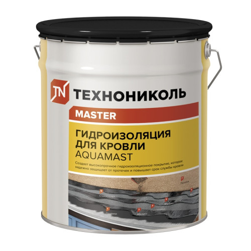 Мастика битумно-резиновая Технониколь АкваМаст гидроизоляционная для кровли, 18 кг