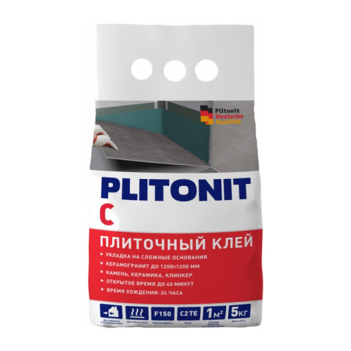 Клей для плитки Plitonit С по сложным основаниям (5 кг)