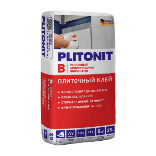 Клей для плитки Plitonit В, усиленный (25 кг)