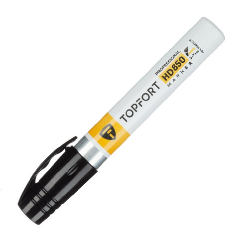Маркер для агрессивной среды Topfort HD 850 черный 3-7 мм, скош. наконечник